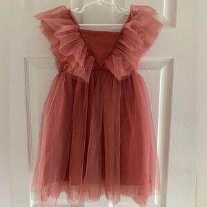 Coral Tulle Party Dress - Girls 5-6y
